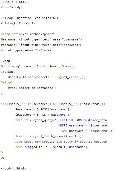 SQL-Login-Form-Code