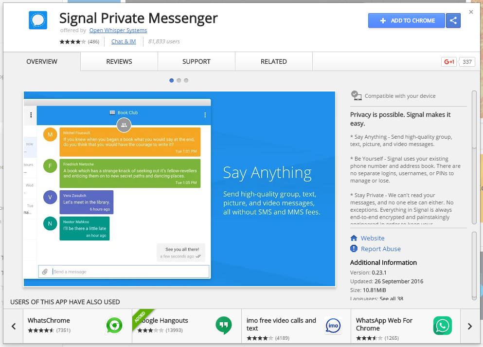 signal messaging app for desktop