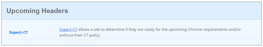 expect-ct message on securityheaders.io