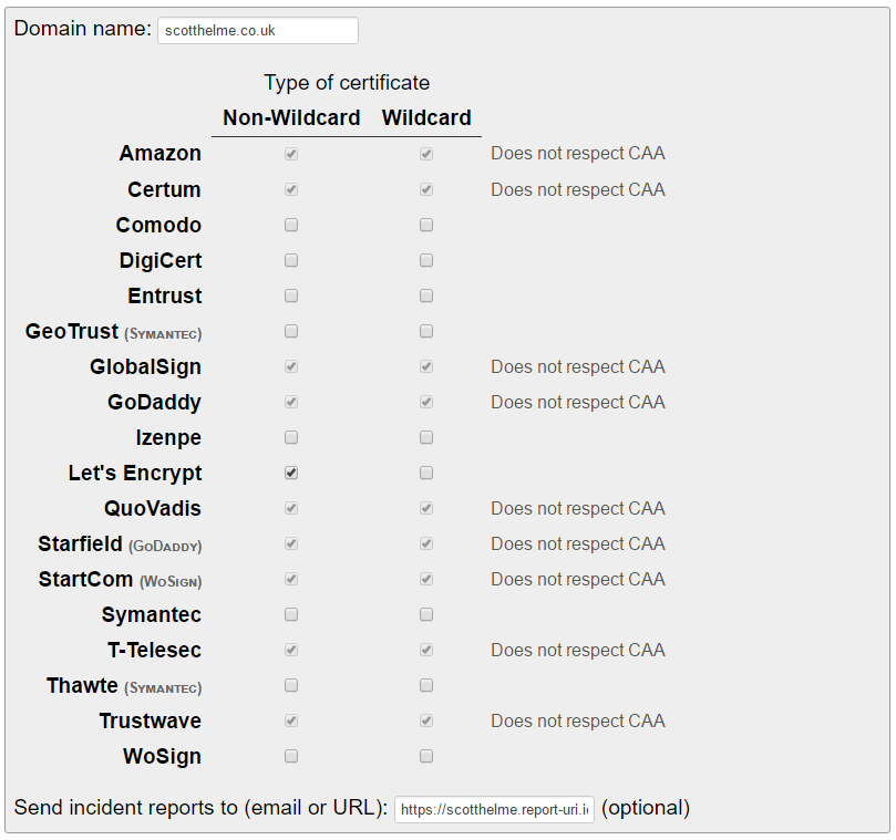 caa setup form