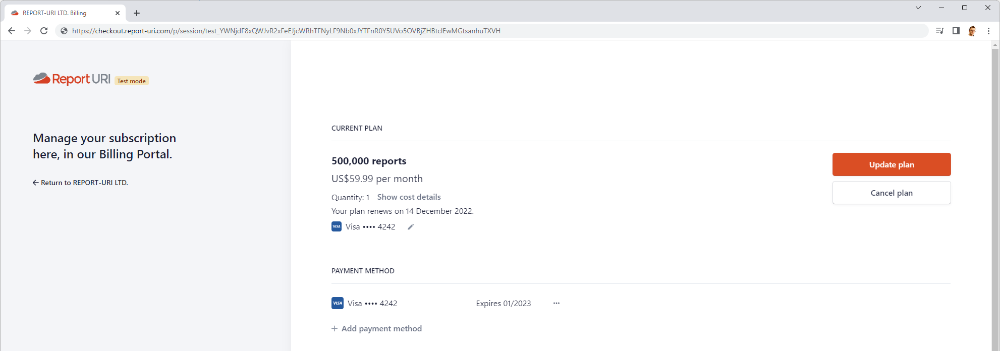 Implementing all the Stripe things for Report URI