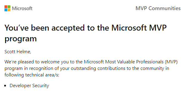 I'm a Microsoft MVP again!